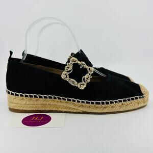 Sam Edelman Women's Maddy Black Canvas Cap Toe Espadrille Mary Janes Size 8